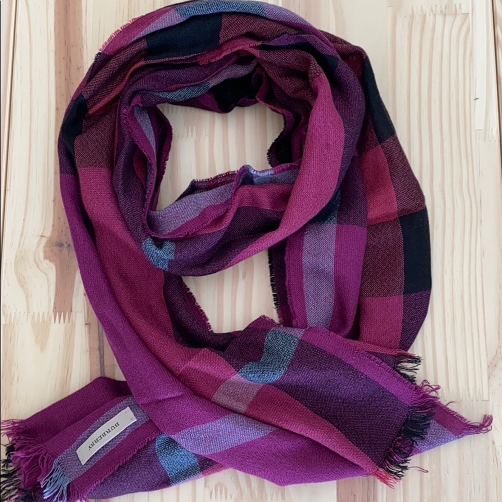 Burberry Fringe Sheer Check Scarf
